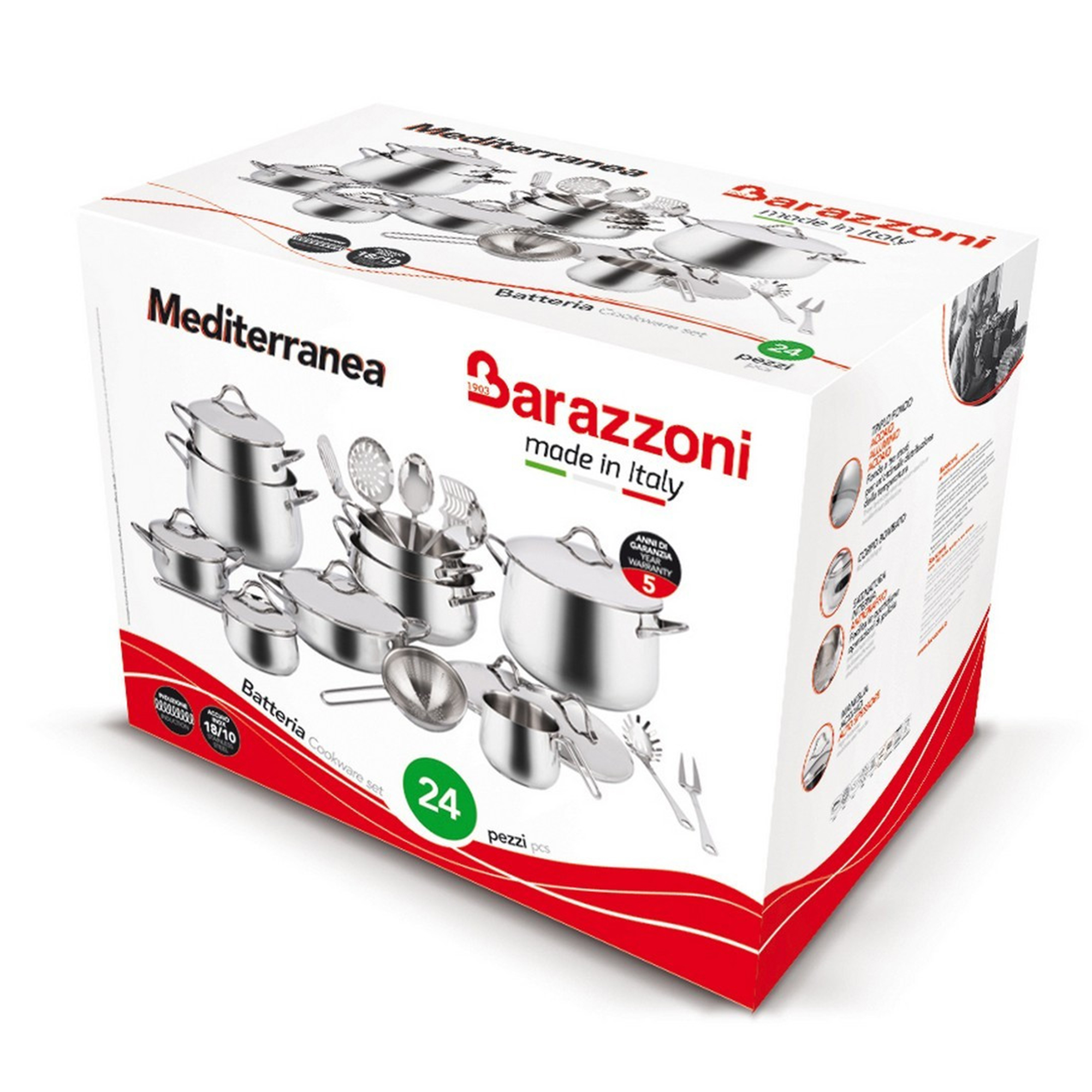 Barazzoni 18/10 Stainless Steel Battery, 8 pezzi : : Home &  Kitchen