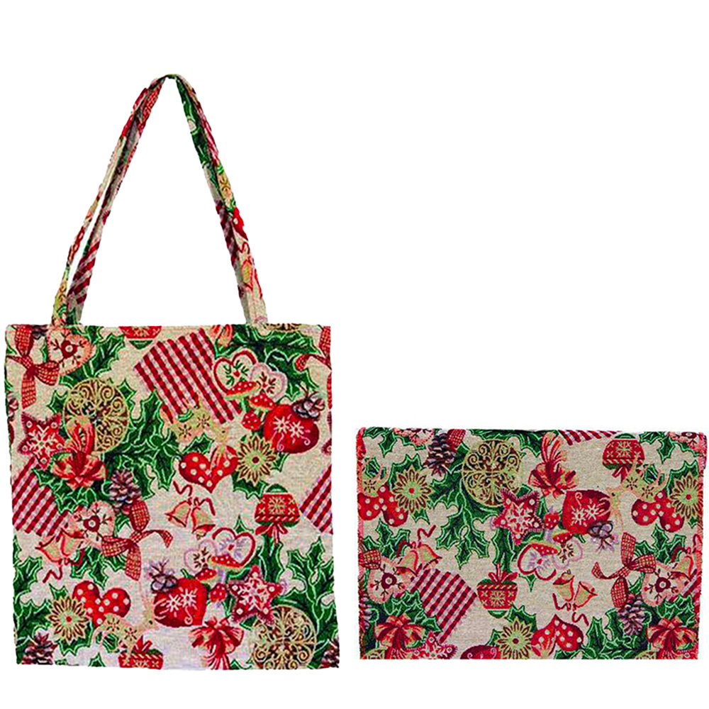 Bandiera Giardino Di Natale Caroline's Treasures – Pug Rosso E Verde Con Fiocchi Di Neve, 100% Poliestere, Double Face, Multicolore