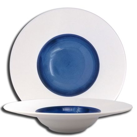 Pasta bowl white and blue cm.24
