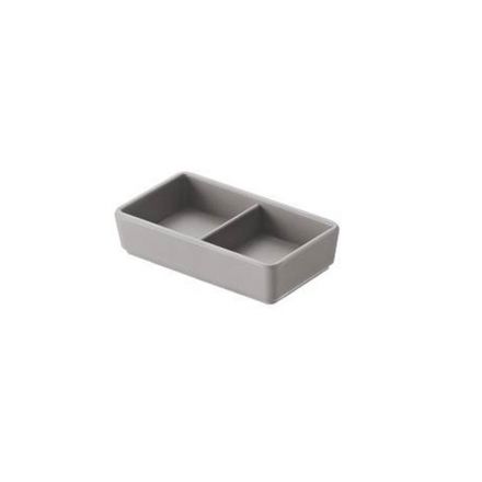 Small bowl with 2 compartments in melamine, light gray