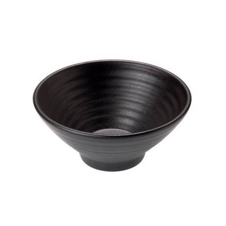 Black conical striped melamine cup