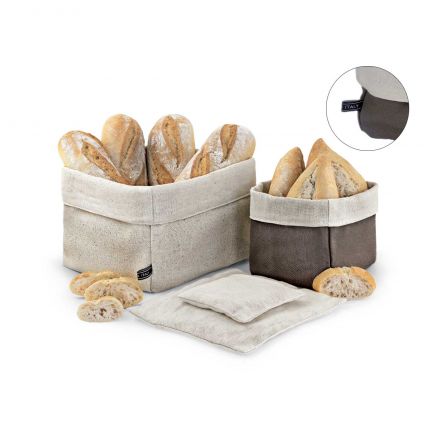 Bread basket beige cm.14x14x8h
