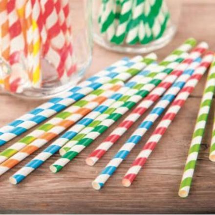 Set 250 coloured biodegradable straws, individually wrapped 