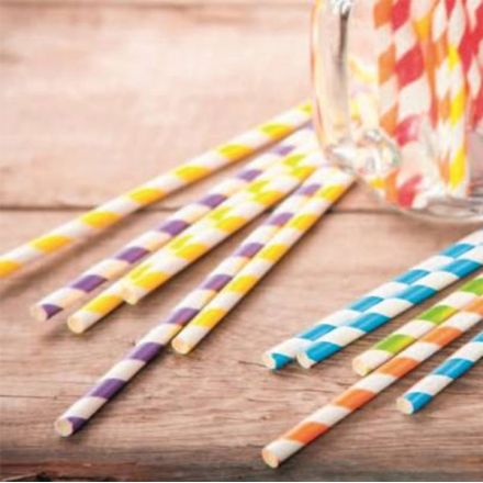 Set 250 coloured biodegradable straws