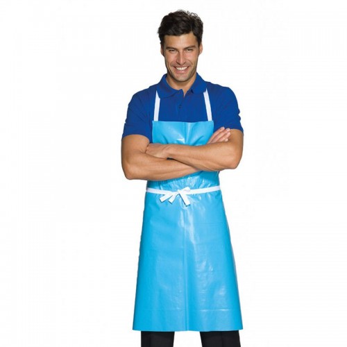 Waxed blue apron with bib