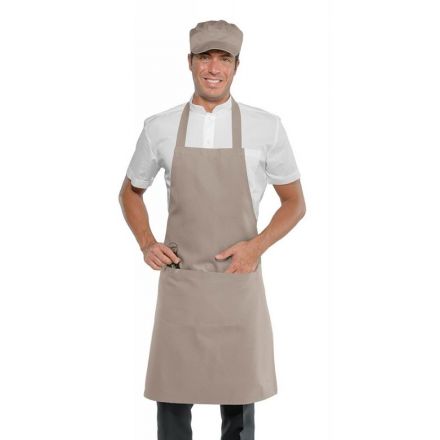 Apron with bib, taupe color