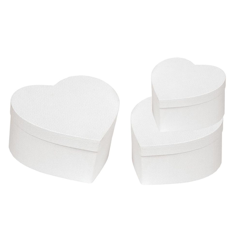  Set of 3 white heart boxes