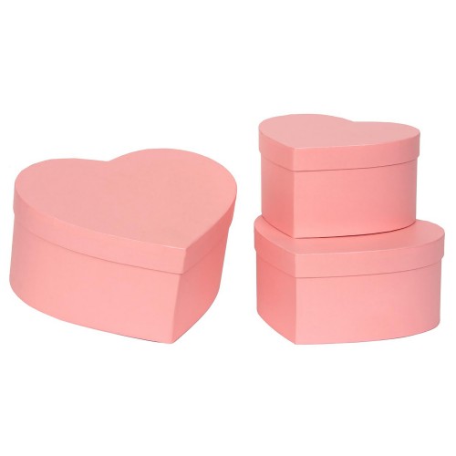 Set of 3 pink heart boxes