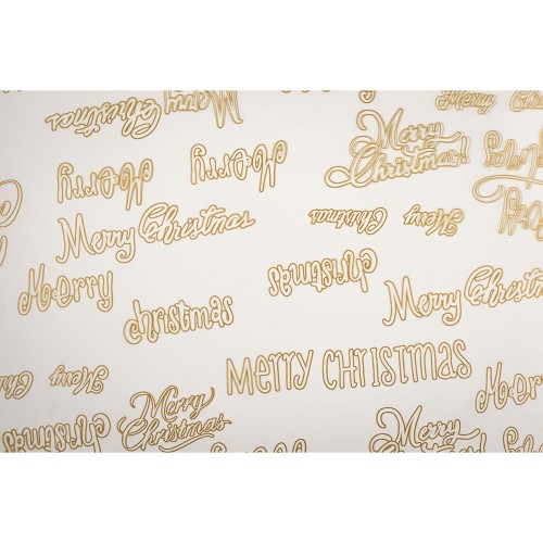 Pack of 50 Sheets Cellophane Merry Christmas Gold