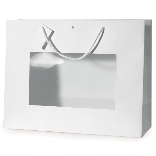 Set of 12 white shoppers with window