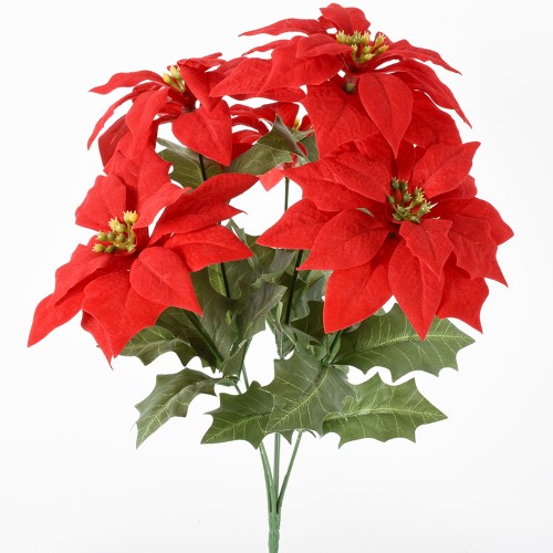 Bunch of 5 red poinsettias