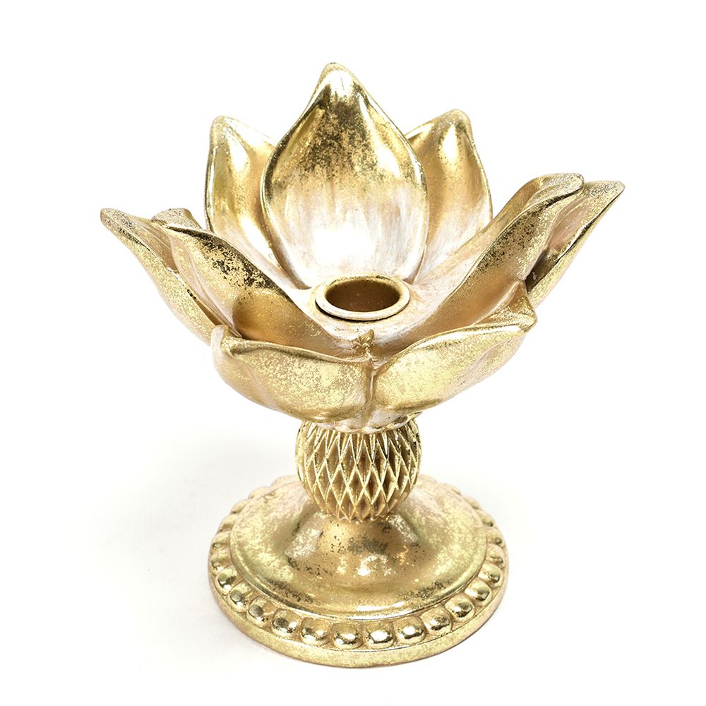 Open Magnolia candle holder Gold