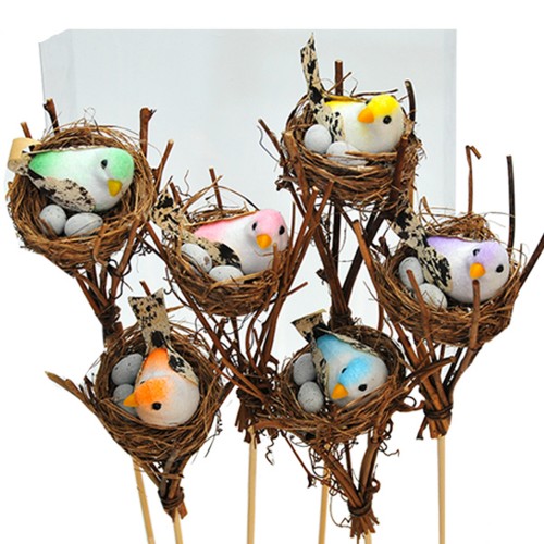 Set of 6 nests with birds