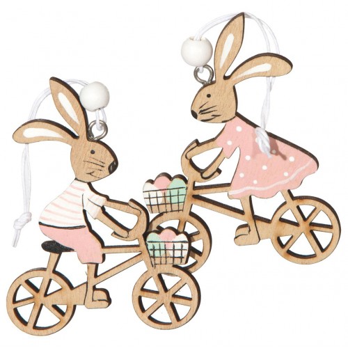 Set 2 rabbits on bicycle 