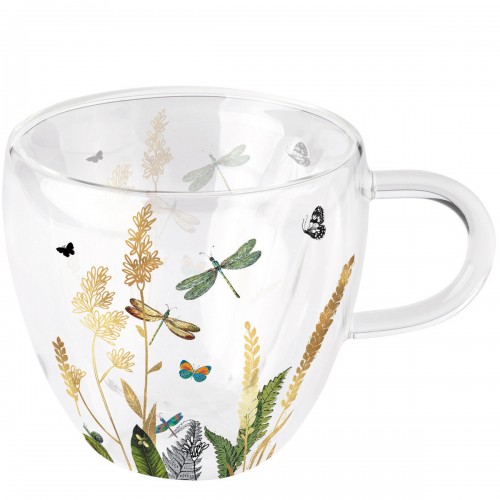 Glass cup with flowers