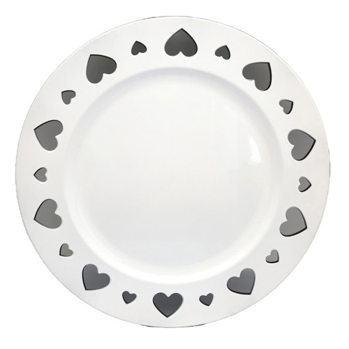 White PVC plate with hearts