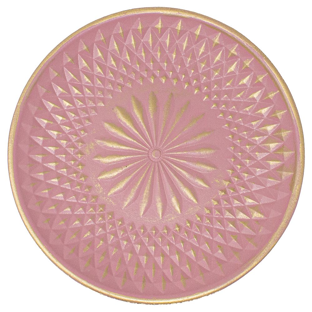 Pink plate with relief decoration