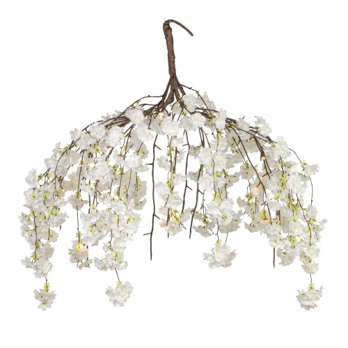 Hanging lamp with white flowers 72 led