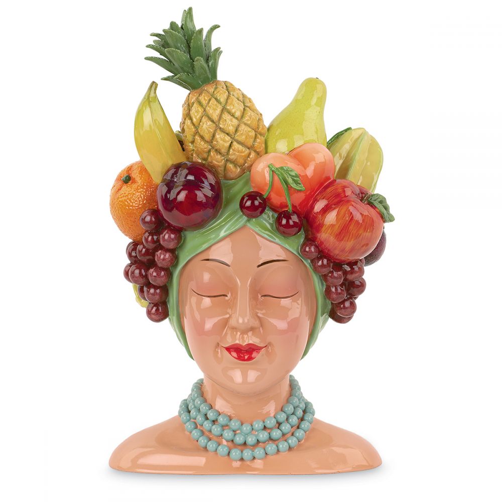 Woman vase with tropical headdress