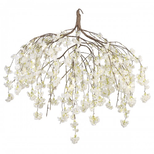 Hanging lamp with white flowers 