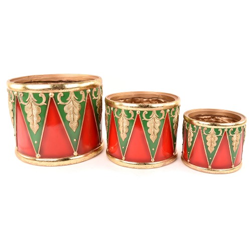 Set of 3 drum container vases