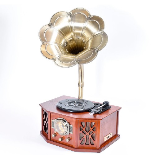 Gramophone with trumpet