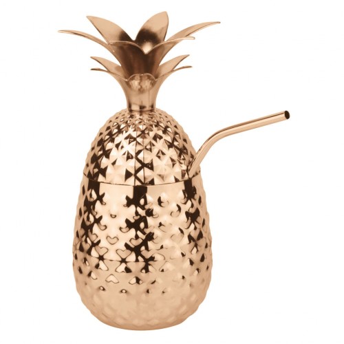 Pineapple copper cup with straw