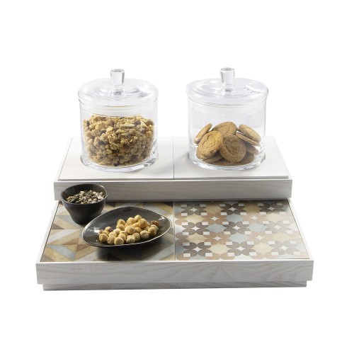 Cereal set, white wood