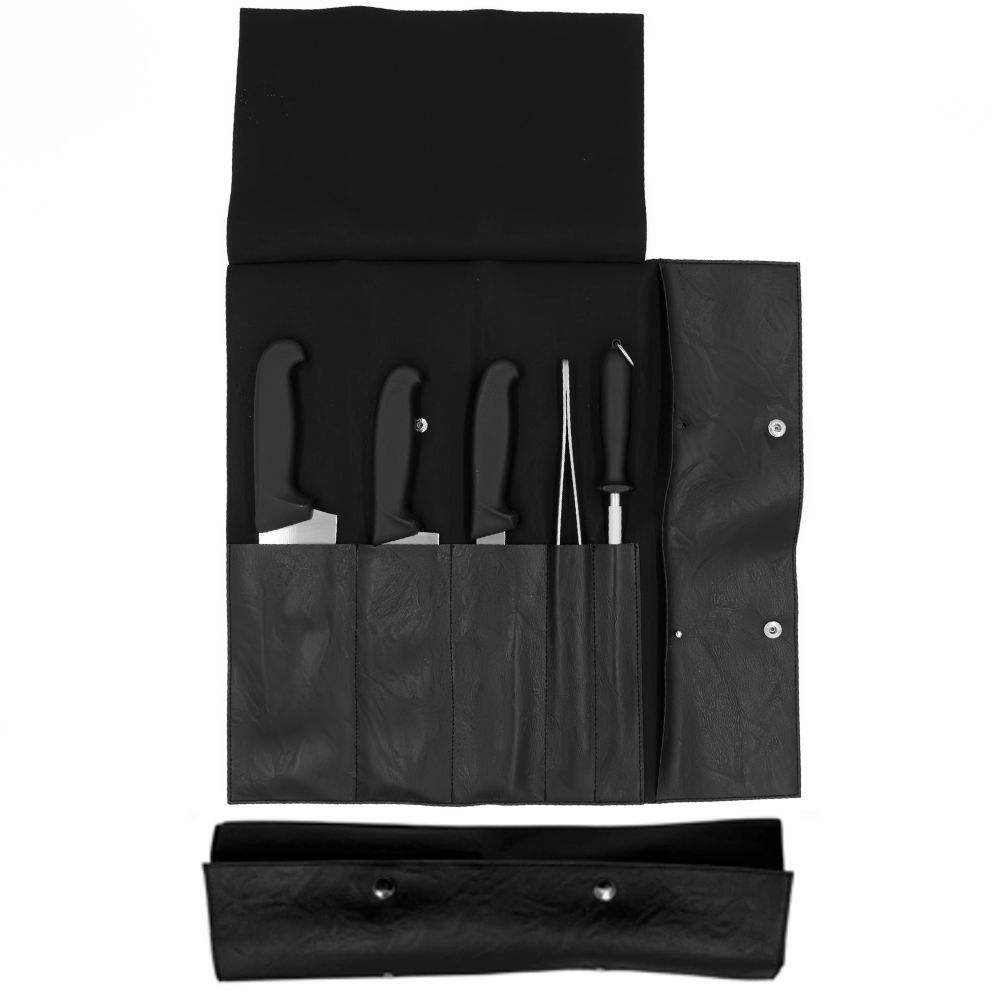 Black eco-leather knife bag 