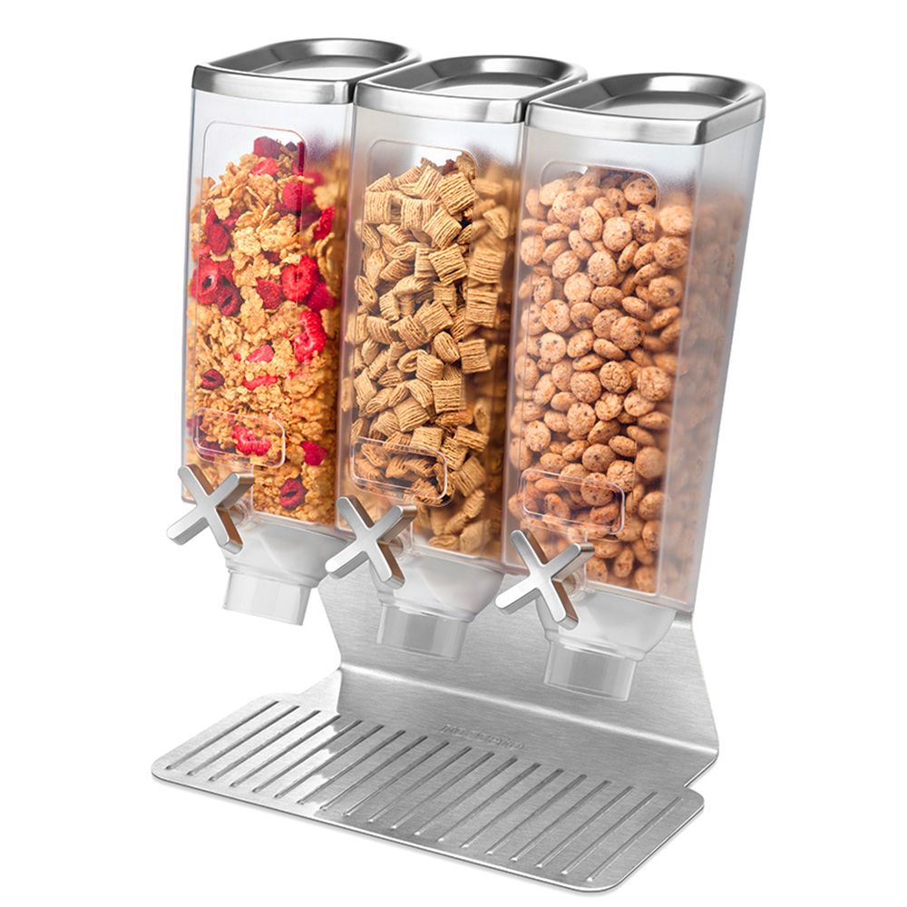 Triple cereal dispenser with steel base