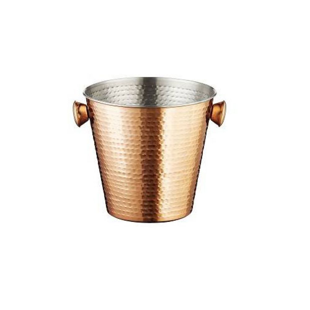 Copper colored hammered ice bucket