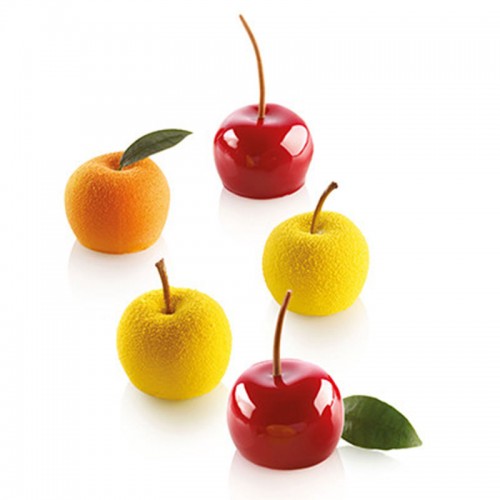 Mould apple, cherry and  peach in silicone