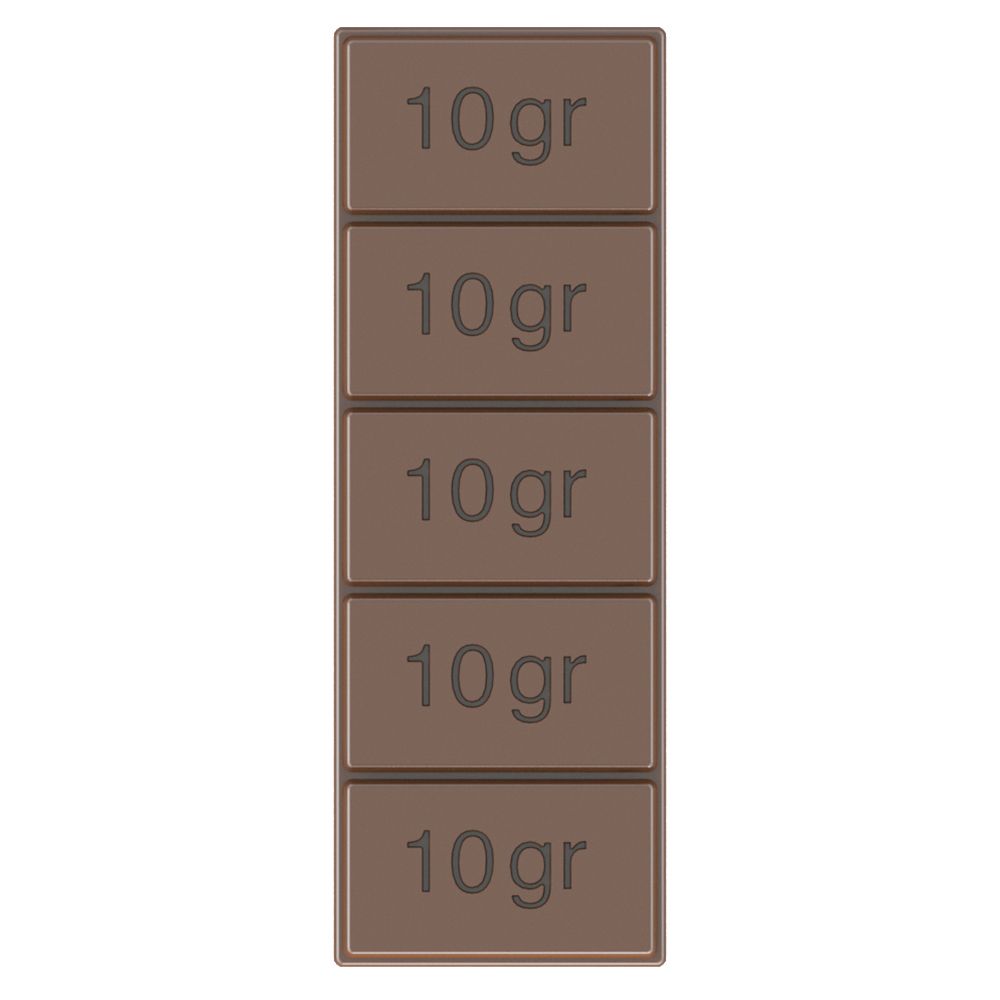 Measured 10 gr chocolate bar mold