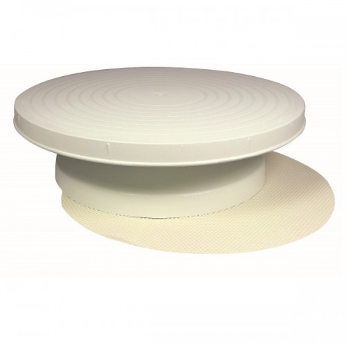 Round plastic rotating cake plate with non-slip mat