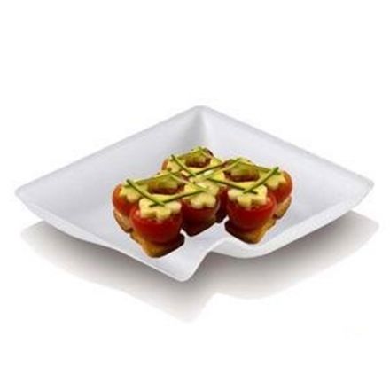 Set 50 finger food square plates biodegradable