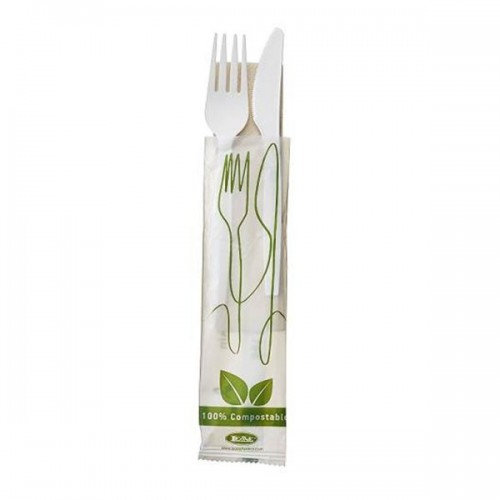 Set 50 fork, knife and napkin  biodegradable 