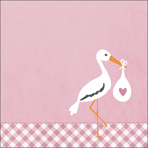 Set of 20 Pink Stork napkins