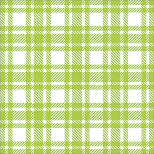 Set of 20 green checkered napkins