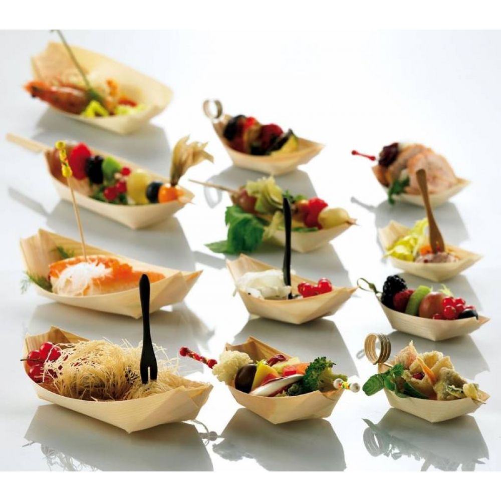 Set 50 biodegradable wooden boats