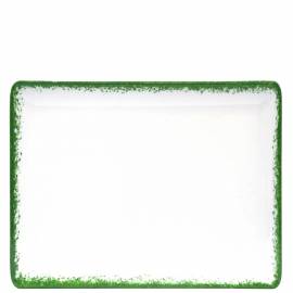 Rectangular plate cm.31x24 Spotrimmed green