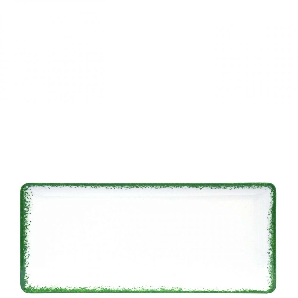 Rectangular plate cm.29x13 Spotrimmed green