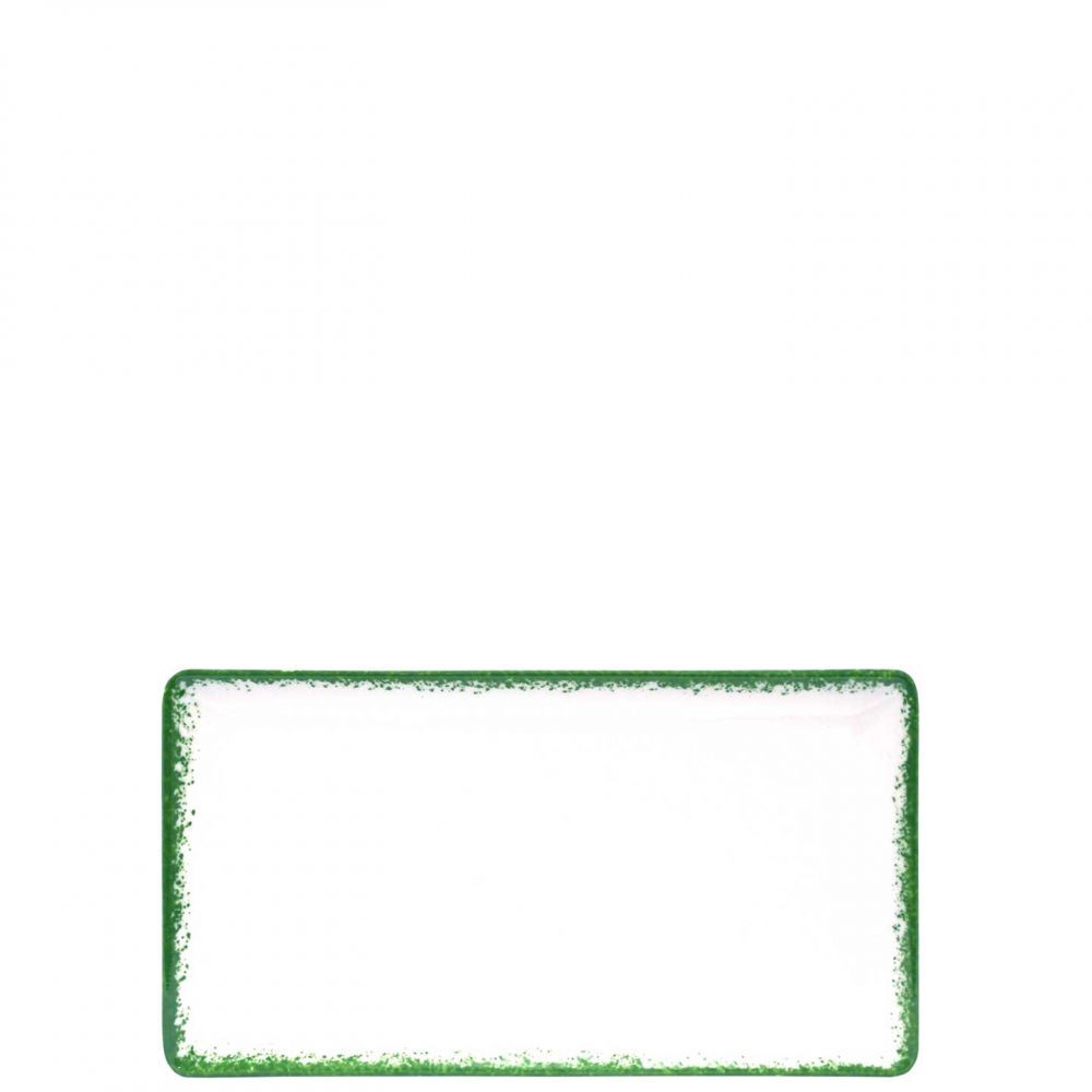 Rectangular plate cm.24x13 Spotrimmed green