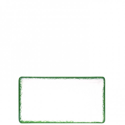 Rectangular plate cm.24x13 Spotrimmed green