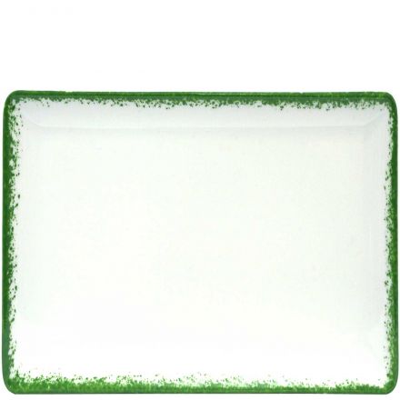 Rectangular plate cm.35x26 Spotrimmed green