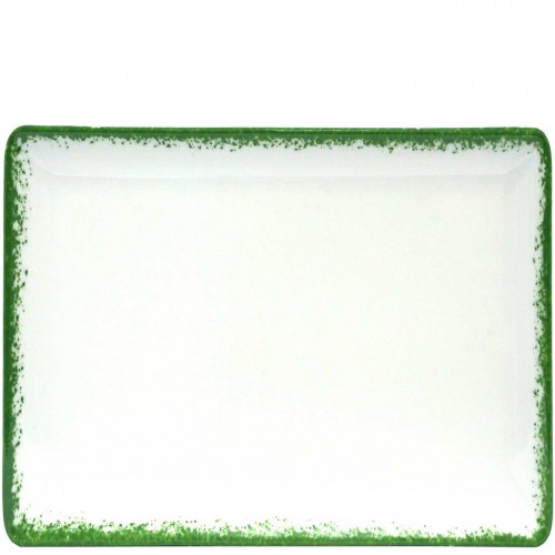 Rectangular plate cm.35x26 Spotrimmed green