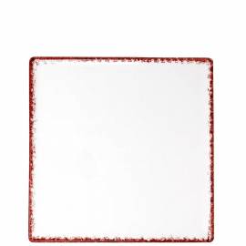 Square plate cm.25x25 SPOTRIMMED RED
