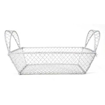 Rectangular silver-plated basket 