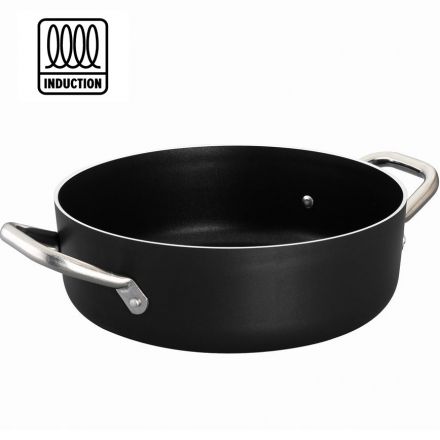 Al Black low casserole in non-stick aluminum FOR INDUCTION 5 mm.