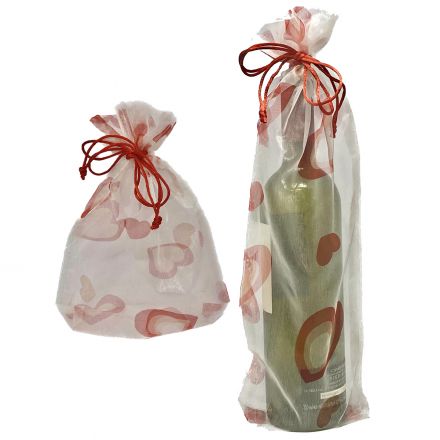 Set of 10 sheer bags with hearts