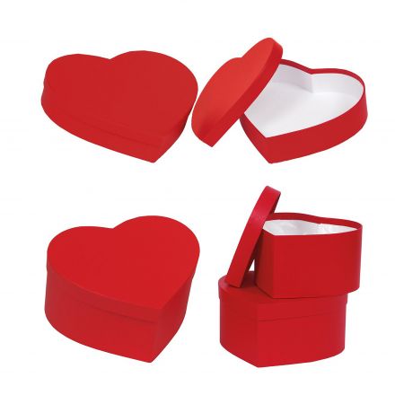 Set 2-3 red heart boxes